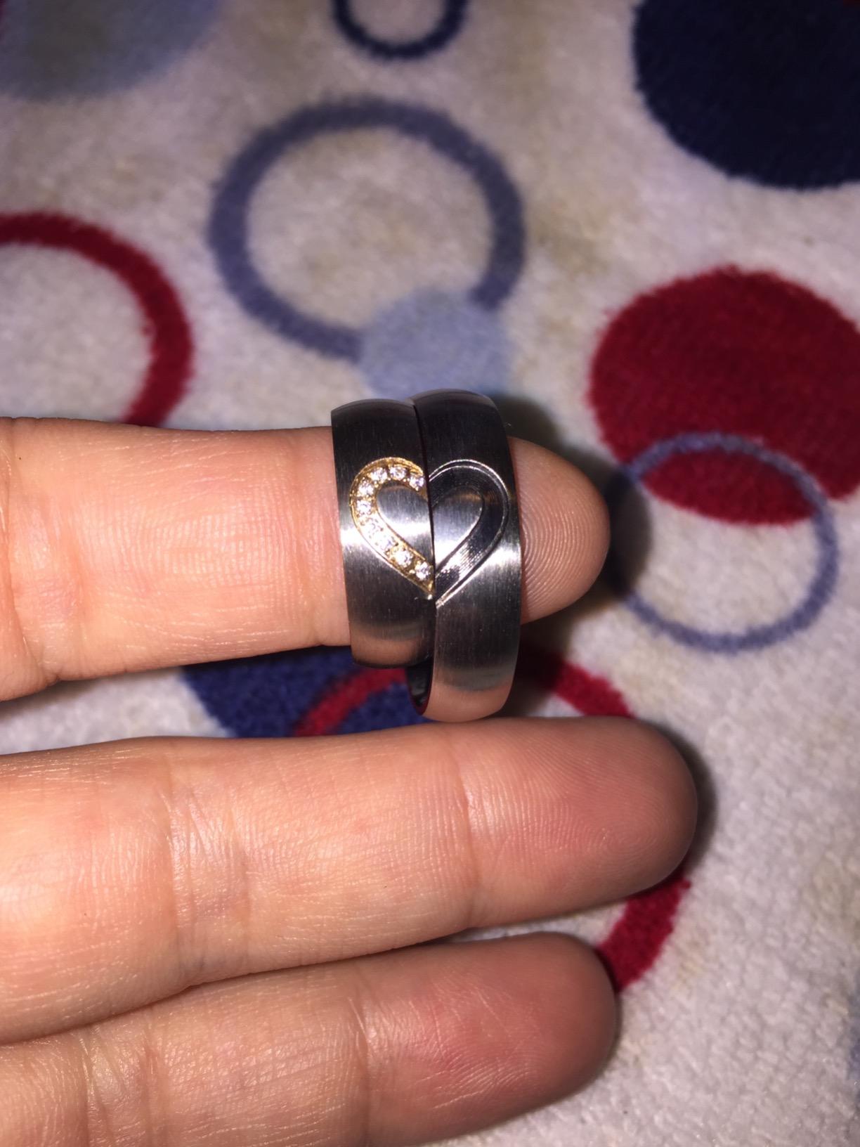 His & Hers Real Love Heart Promise Ring Stainless Steel Couples Wedding Engagement Bands Top Ring, 6mm customer photo 1