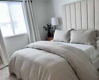 Simple&Opulence 100% French Linen Duvet Cover Set with Embroidered,3 Pcs Washed Soft Farmhouse Bedding Set with Button Closure,1 Comforter Cover and 2 Pillowshams(King,Natural Linen) customer photo 1