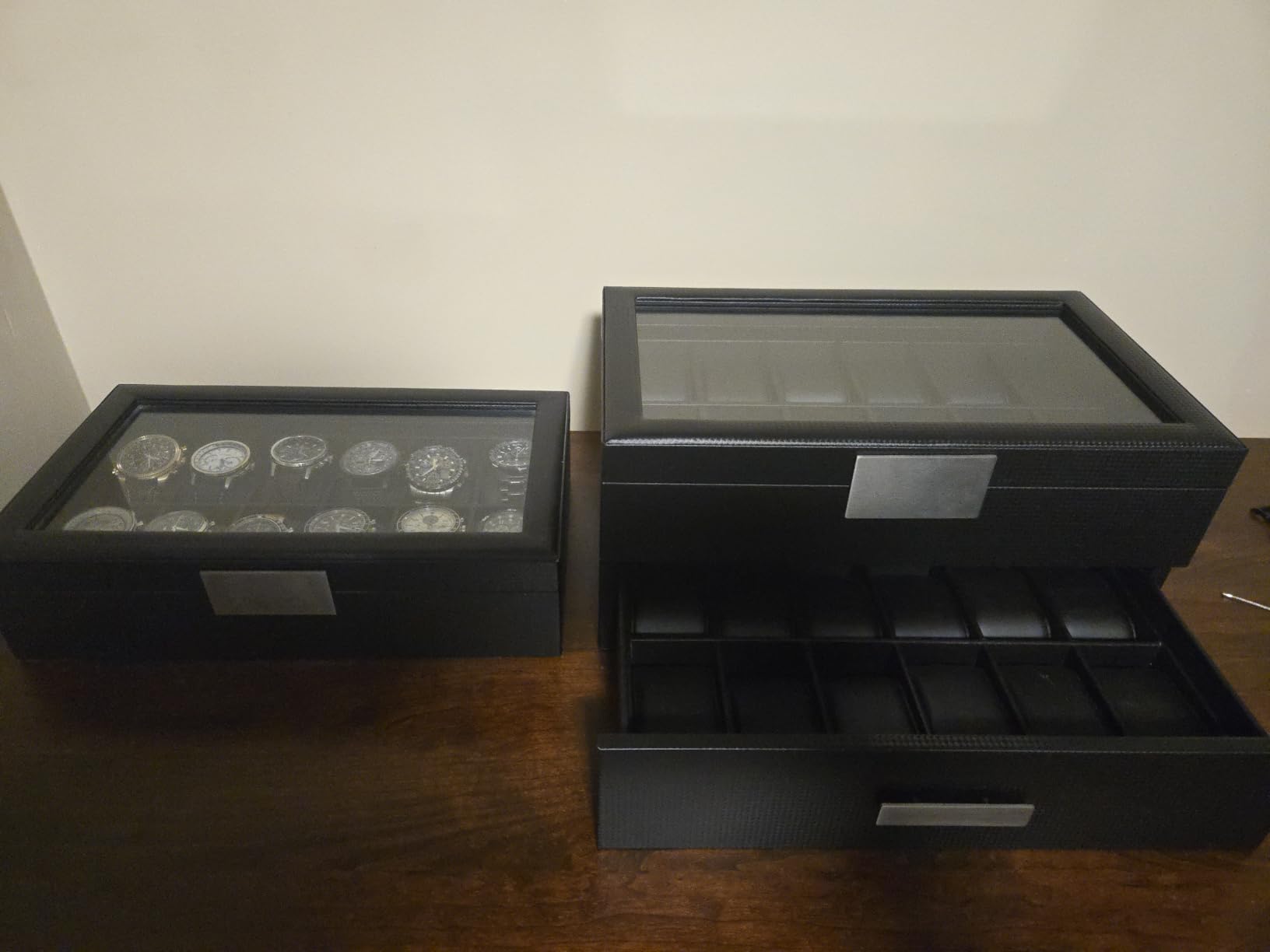 Glenor Co Watch Box for Men - 12 Slot Luxury Carbon Fiber Design Display Case, Large Holder, Metal Buckle - Black customer photo 2