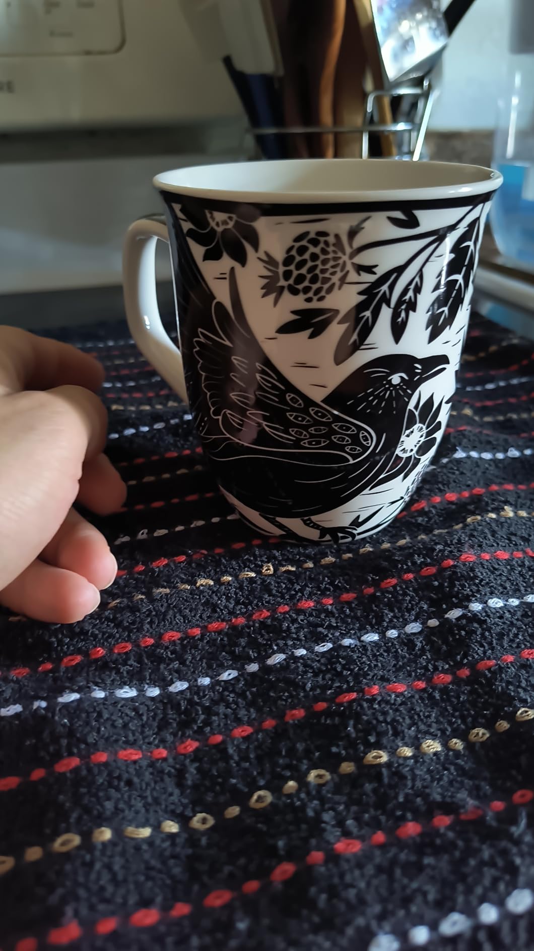 Karma Gifts 16 oz Black and White Boho Mug Dog - Cute Coffee and Tea Mug - Ceramic Coffee Mugs for Women and Men customer photo 2
