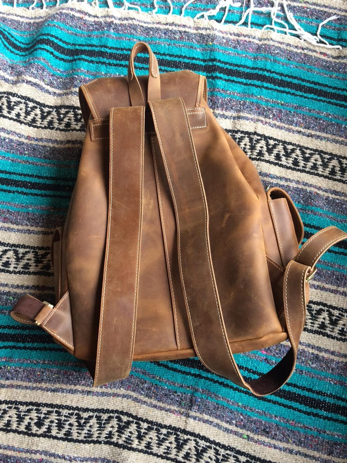 Polare Full Grain Leather Rucksack Backpack Casual Travel Satchel Bag customer photo 2