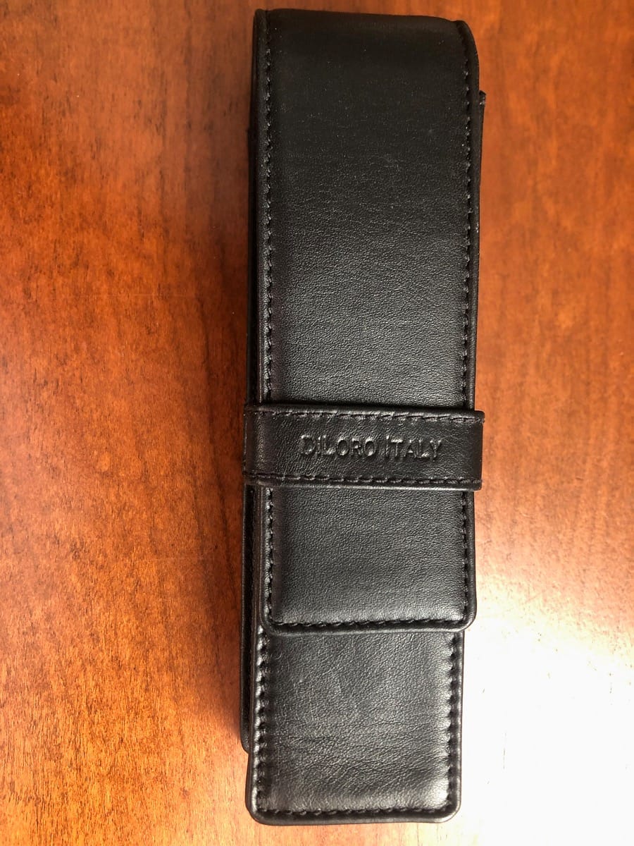 DiLoro Leather Double Pen Case Pencil Pouch Holder for Two Fountain Ballpoint Rollerball Pens and Pencils (Black) customer photo 1