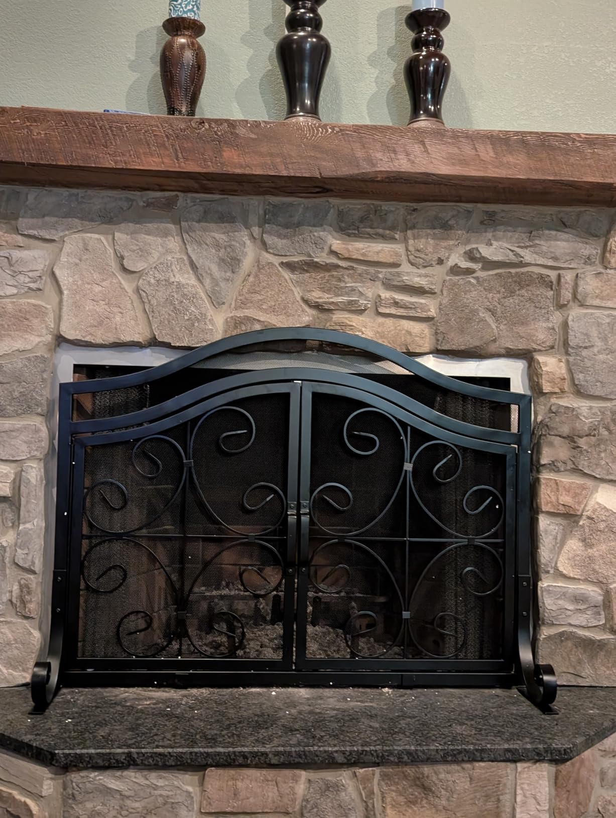 Amagabeli 3 Panel Fireplace Screen with Doors 48