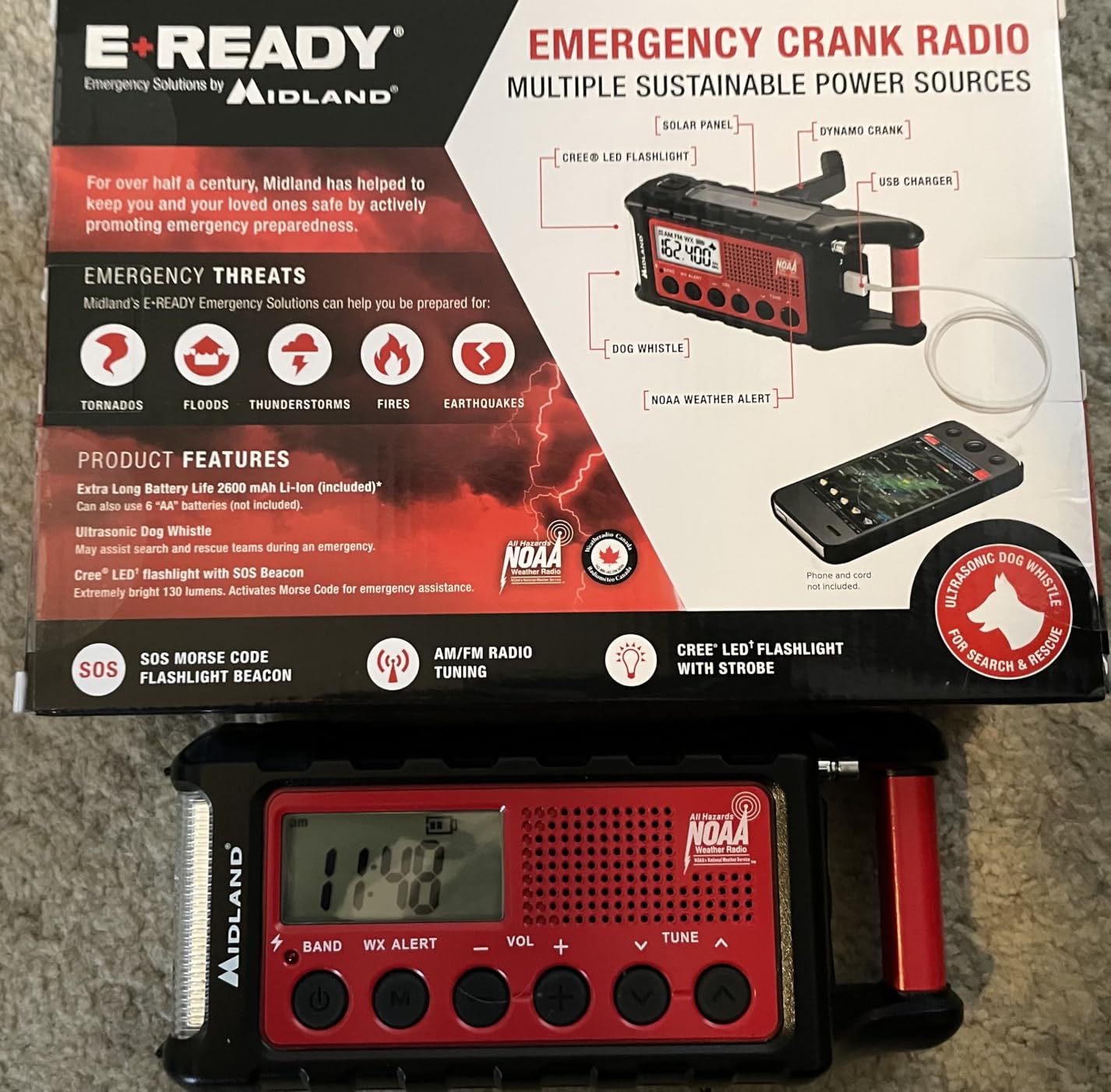 Midland - ER310, Emergency Crank Weather AM/FM Radio - Red/Black customer photo 1