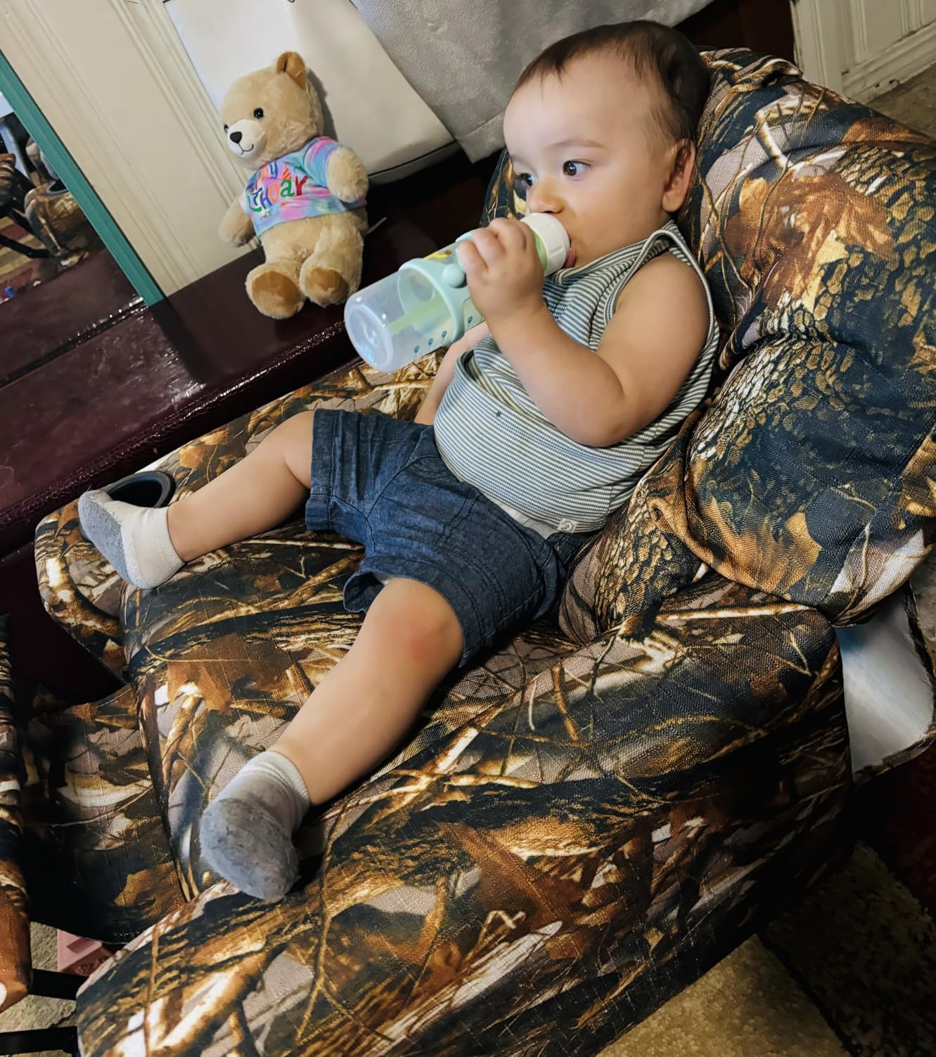 Flash Furniture Chandler Vinyl Kids Recliner with Cup Holder and Safety Recline, Contemporary Reclining Chair for Kids, Supports up to 90 lbs., Camouflage customer photo 2