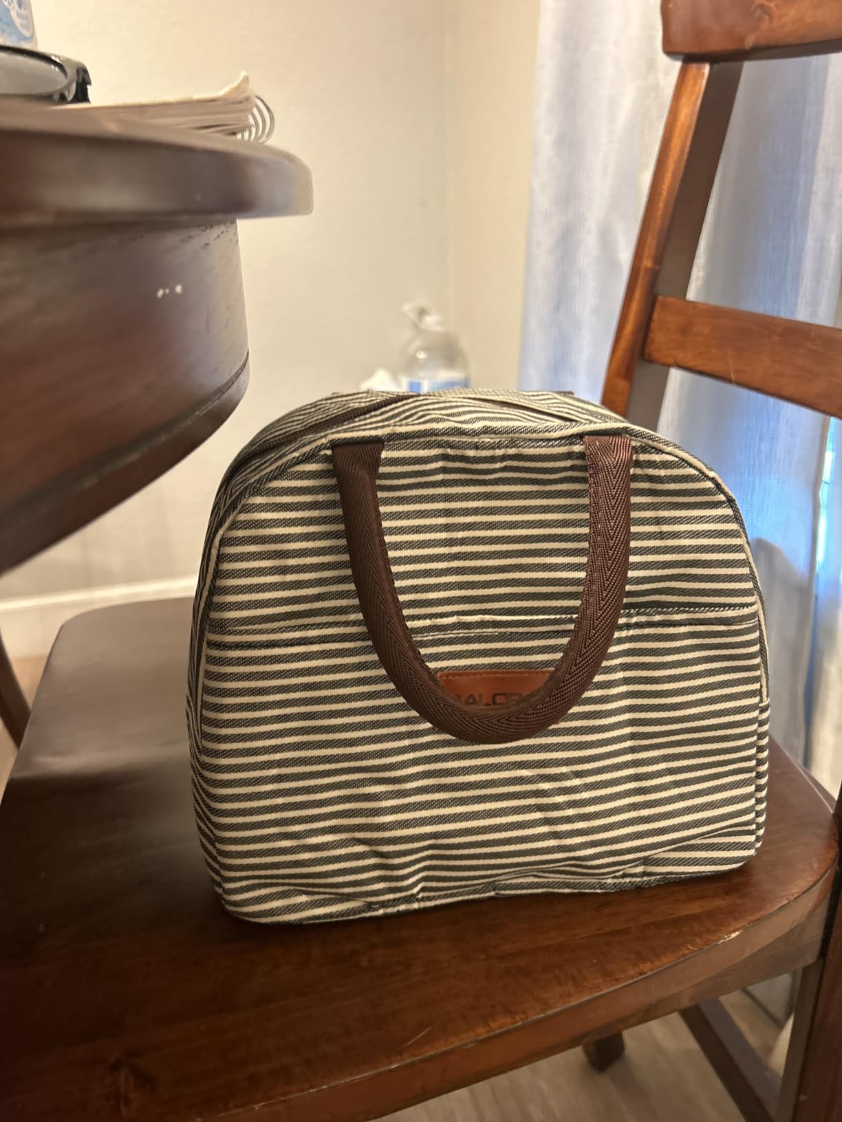 BALORAY Lunch Bag for Women Men Adult Lunch Box (Black White Stripes), M customer photo 1