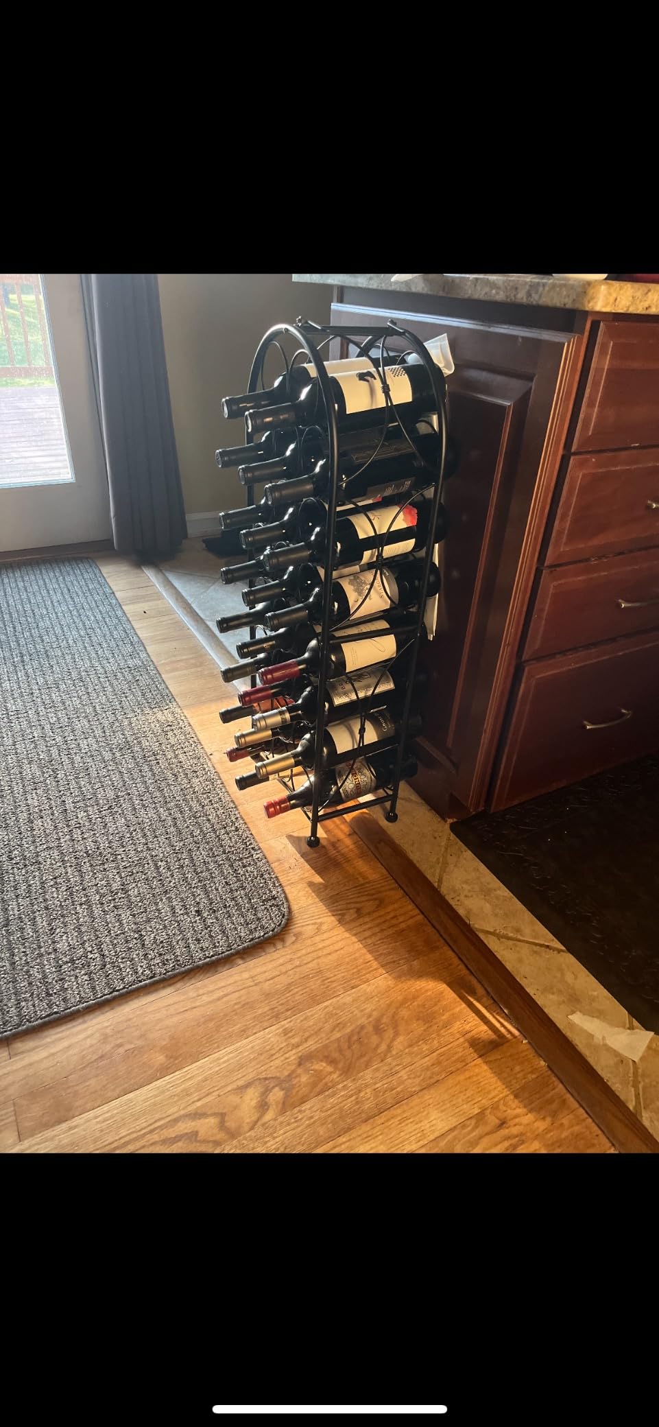 Sorbus Mini Freestanding Floor Wine Rack, Bottle Storage (23 Bottle, Black) | Compact Bordeaux-style metal display for home bars, kitchens or cellars; holds bottles in an elegant, distinctive stand. customer photo 2