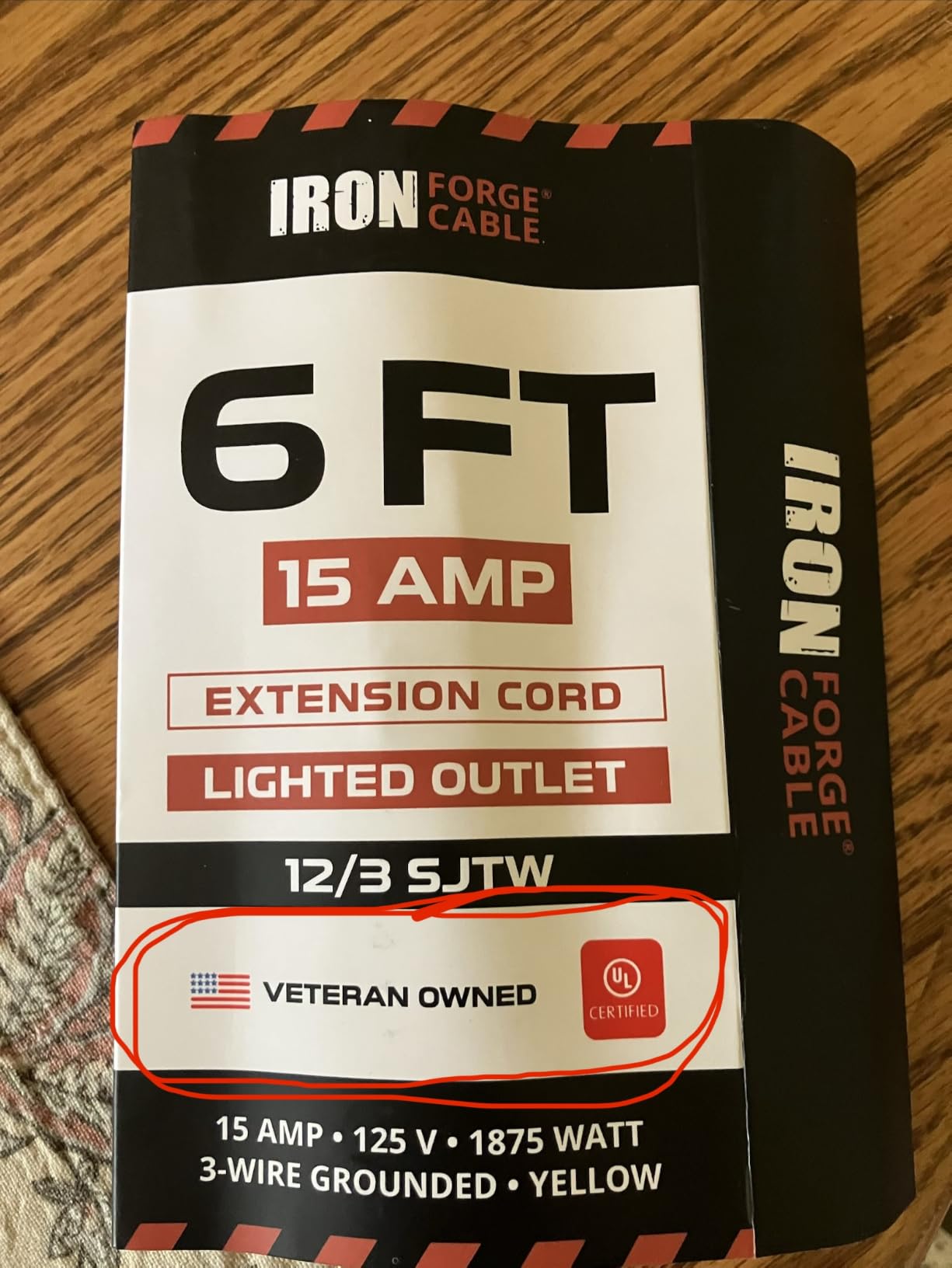IRON FORGE CABLE 25 ft Lighted Outdoor Extension Cord - 12/3 SJTW Heavy Duty Yellow Extension Cable Extension Cable with 3 Prong Grounded Plug for Safety, 15AMP -Great for Garden and Major Appliances customer photo 1