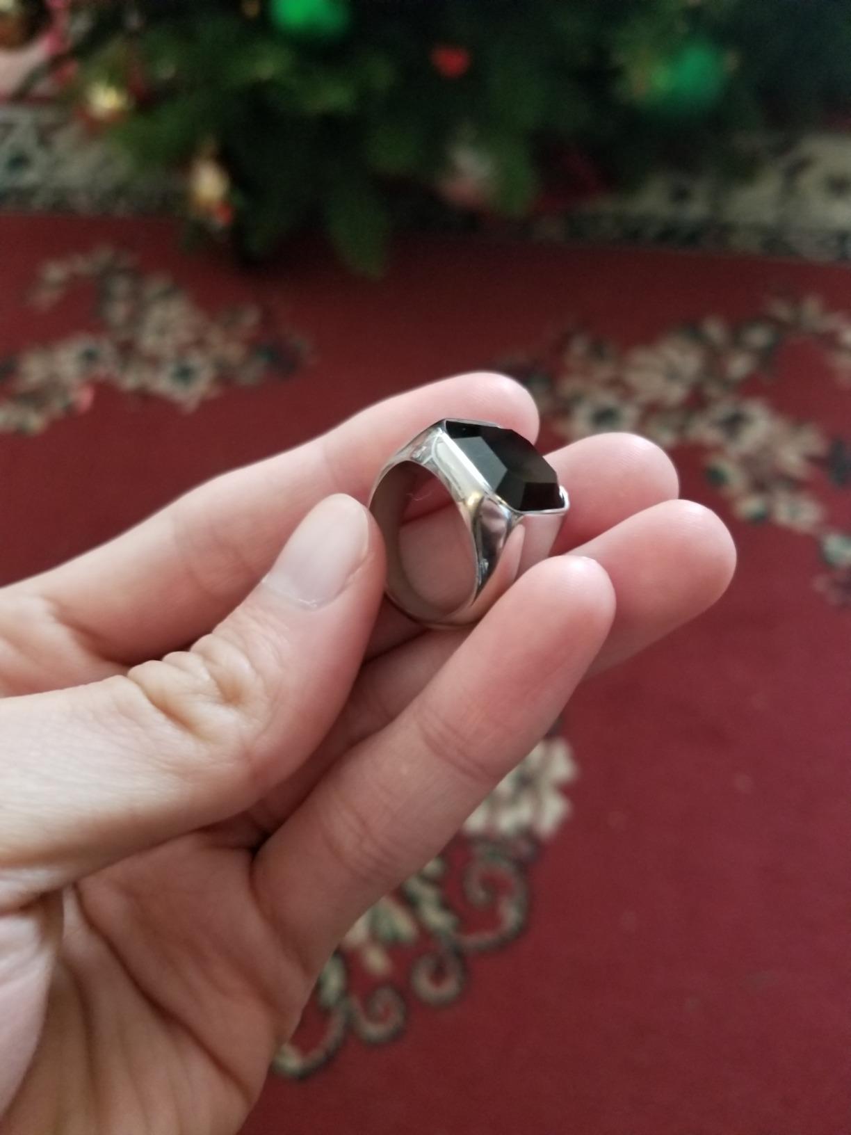 Stainless Steel Rings for Men : Fashion Square Black Agate Onyx Ring for Men, Waterproof Gemstone Ring for him, Jewelry Gift for Men Boyfriend customer photo 1