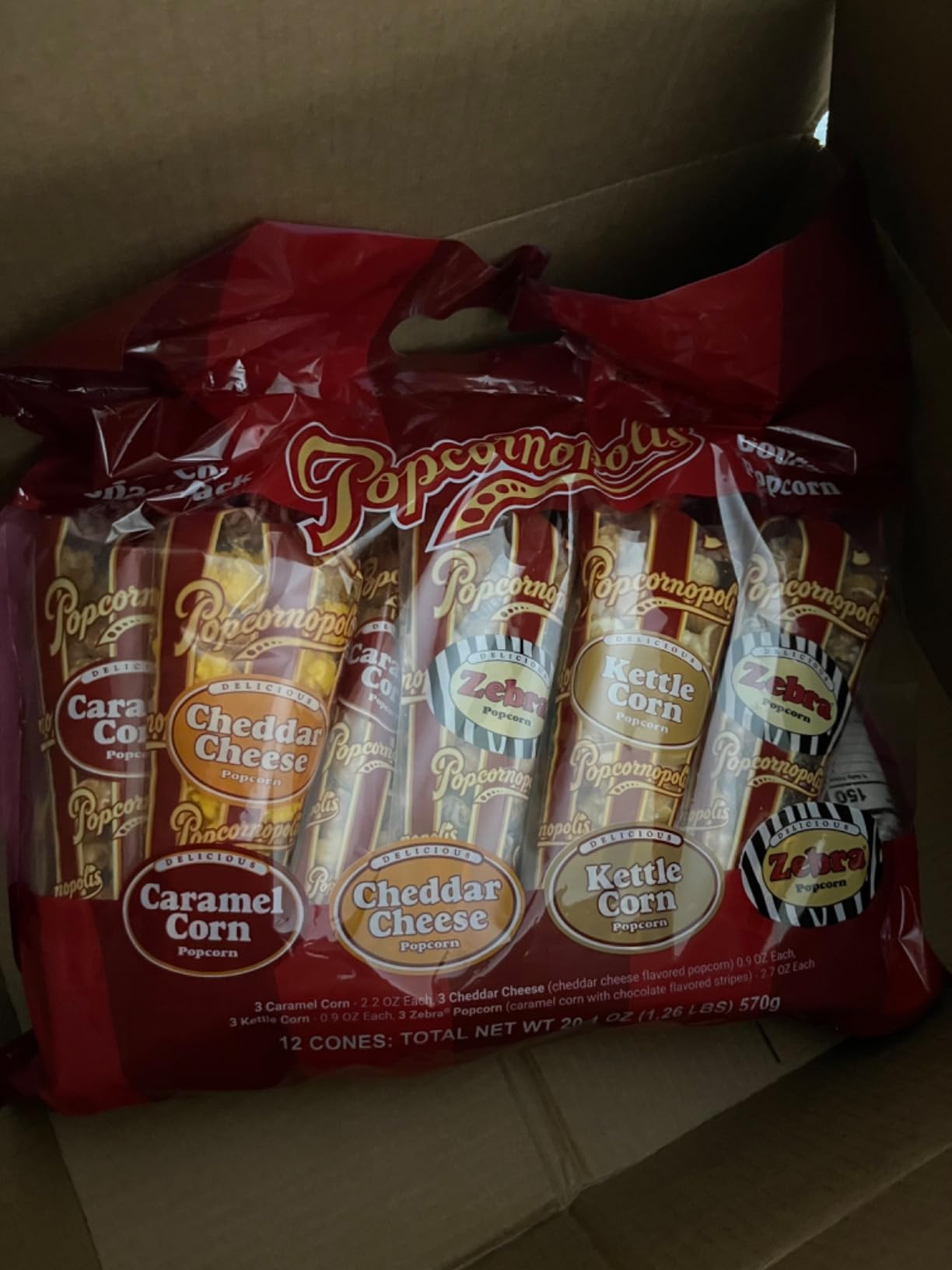 Popcornopolis Assorted 4-Flavor Popcorn Variety Pack, 12 Count customer photo 1
