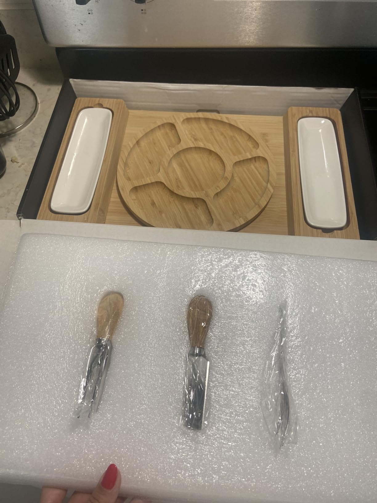 Charcuterie Boards Gift Set, Bamboo Cheese Board with Serving Accessories customer photo 2