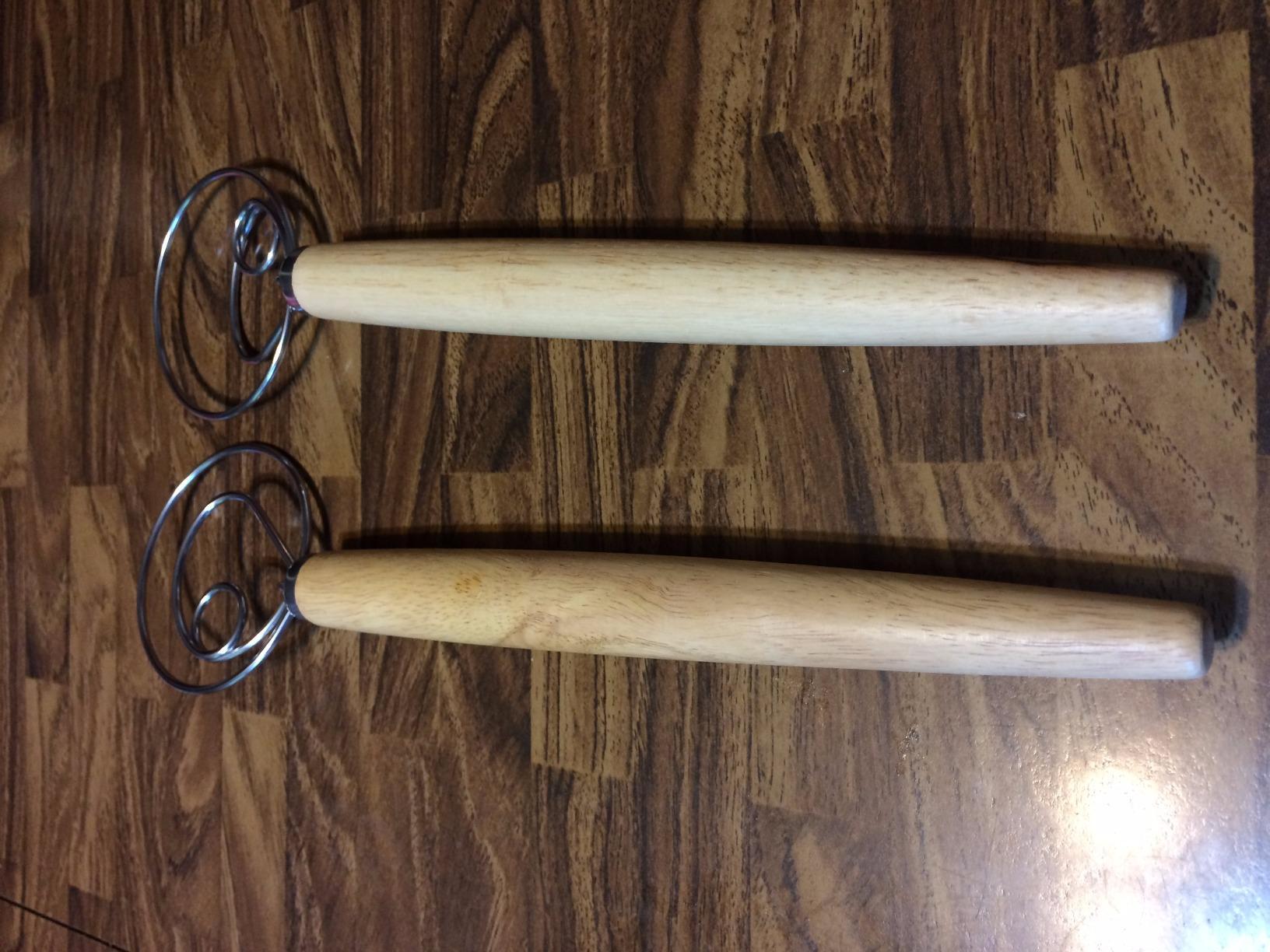 Acerich 2 Pack Danish Dough Whisk 13.5” Dough Whisk Stainless Steel Dutch Style Bread Whisk Wooden Handle Danish Whisk for Bread, Batter, Cake, Pastry customer photo 2