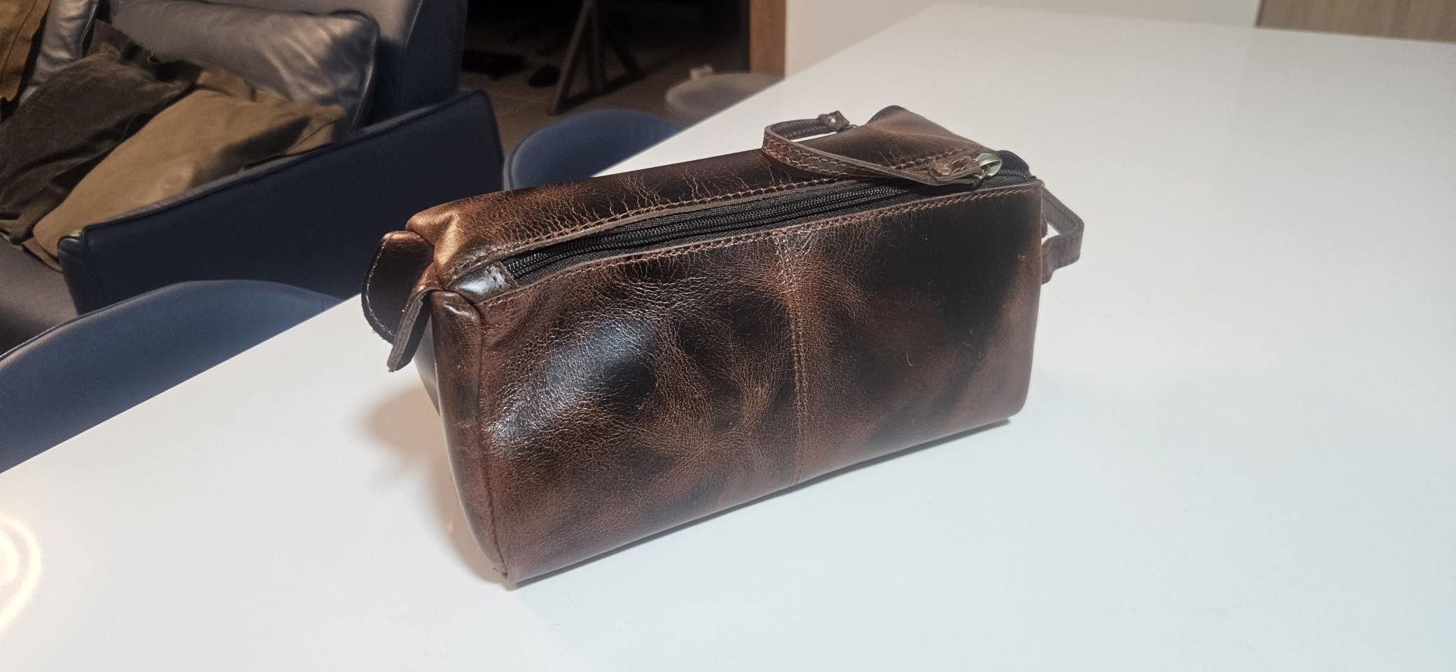 Leather Toiletry Bag for Men - Full Grain Travel Dopp Kit & Shaving Bag customer photo 2