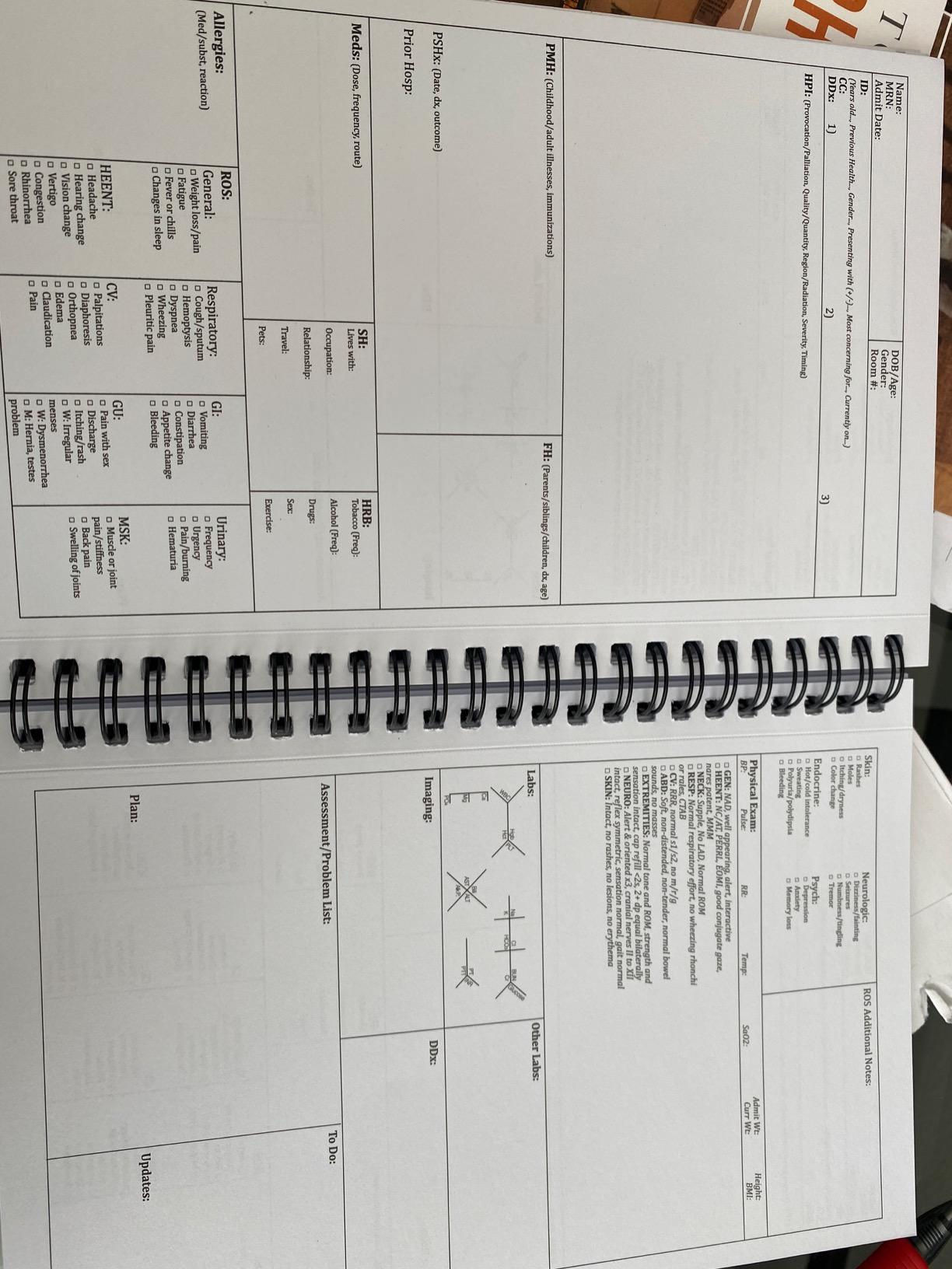 H&P notebook - Medical History and Physical notebook, 100 medical templates with perforations customer photo 2