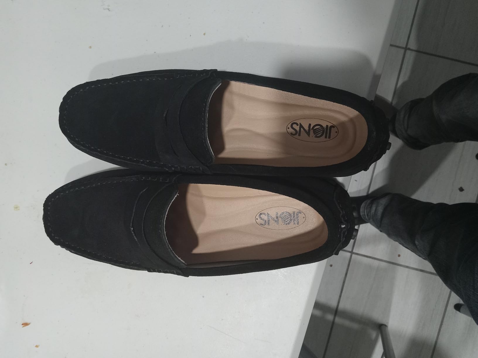 JIONS Mens Driving Penny Loafers Suede Moccasins Slip On Casual Dress Boat Shoes customer photo 2