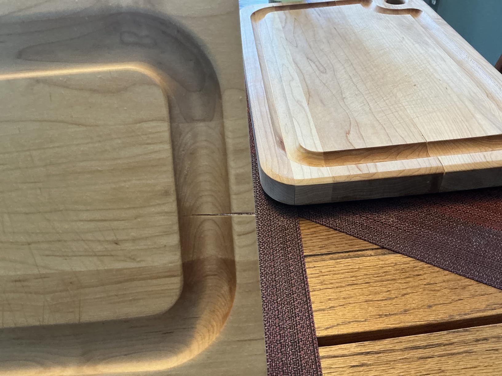 John Boos Block MPL1812125-FH-GRV Prestige Maple Wood Edge Grain Reversible Cutting Board with Juice Groove, 18 Inches x 12 Inches x 1.25 Inches customer photo 1
