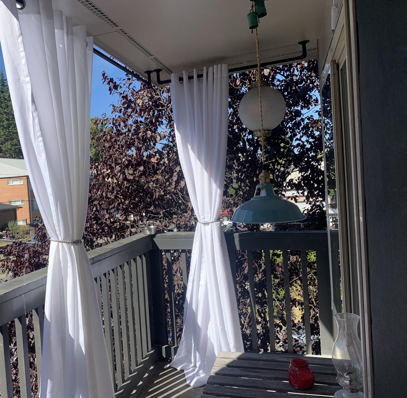 TOWN & COUNTRY BASICS Cabana Solid Heavyweight Indoor Outdoor Curtains, Light Filtering Opacity with Grommet Top, Water Repellent, 2-Pack Set, 54