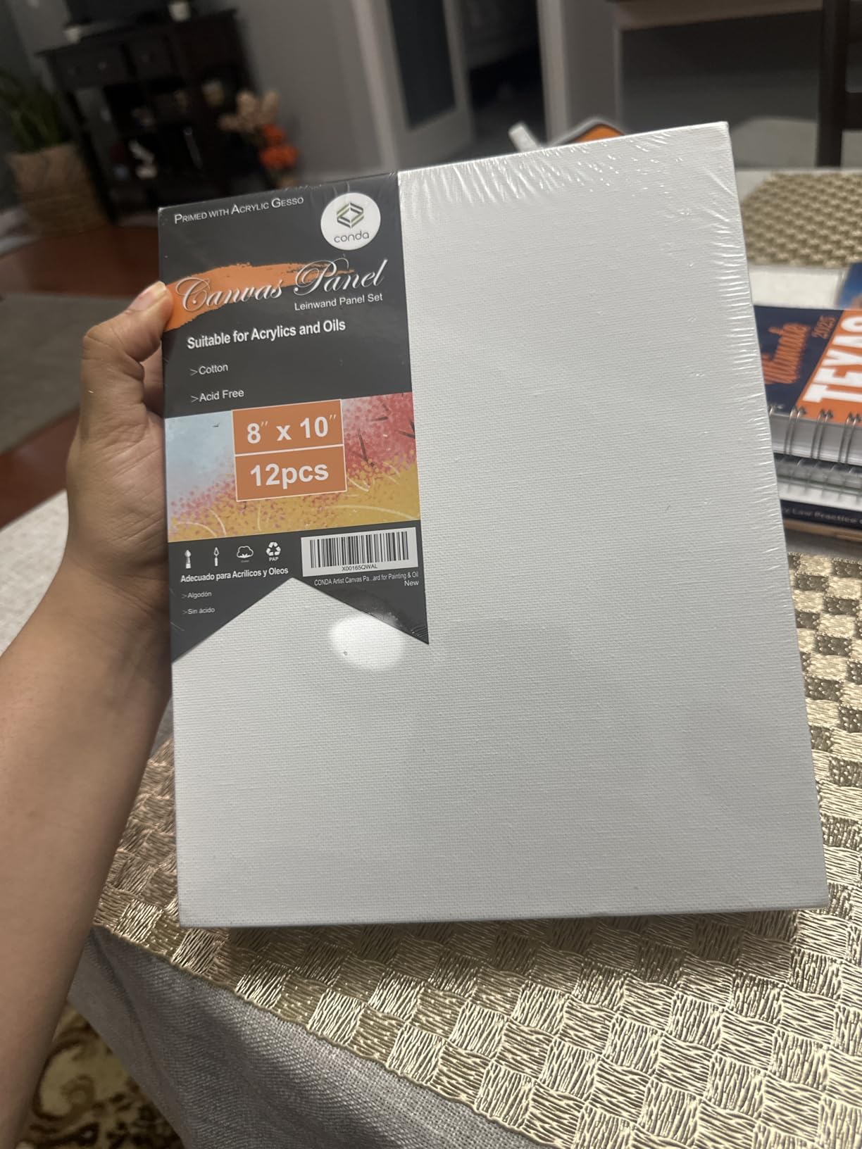 CONDA Canvas Boards for Painting,100% Cotton Canvas Panels, White Blank Canvases, Primed, Acid-Free, Artist Quality for Acrylic, Pouring Watercolor & Oil Painting 8 x 10 inch, 12 Pack customer photo 2