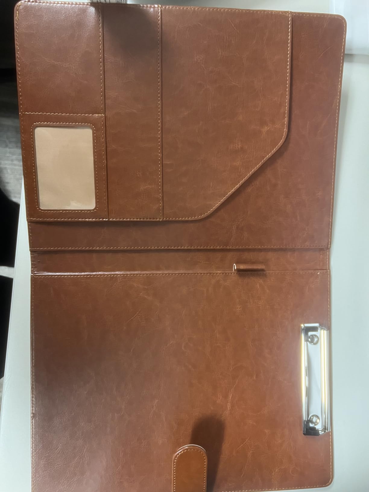 Clipboard Folder Padfolio, Mymazn Writing Portfolio Faux Leather Clipboards with Cover for Legal Pad Holder Letter Size A4 8.5 x 11 for Business Conference Notepad Clip Boards Brown customer photo 1