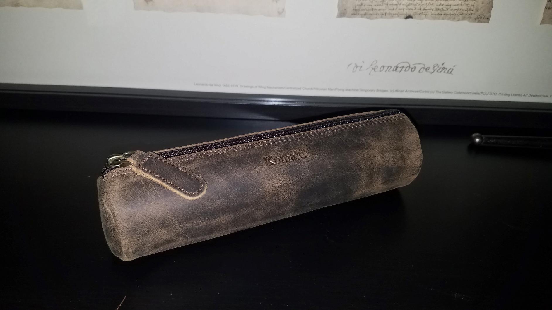 Leather Pencil Case Handcrafted Pen pouch Elegant and practical gift for artists perfect for office by KomalC customer photo 1