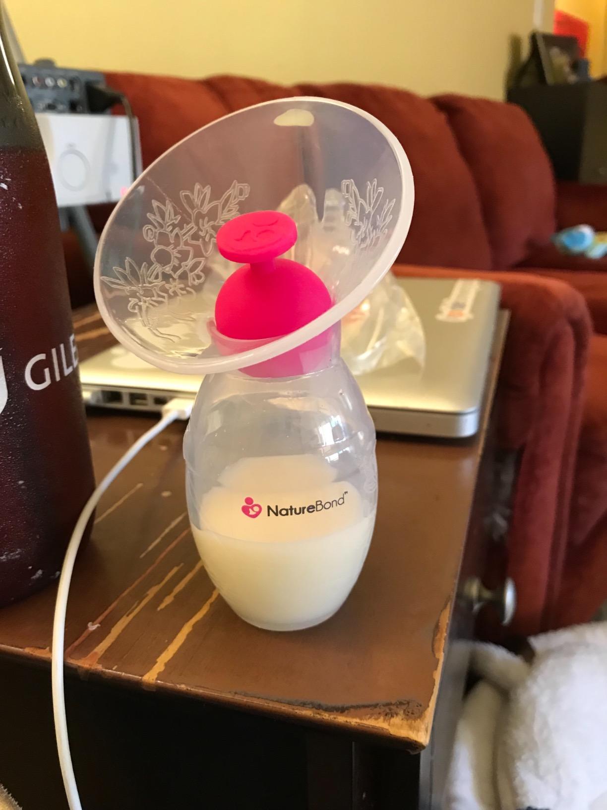 NatureBond Silicone Breast Pump with lid, Stopper, Strap, Pouch. Breastfeeding Essential Premium All in 1 Set. 3.4oz 100ml (Premium All-in-ONE) customer photo 1
