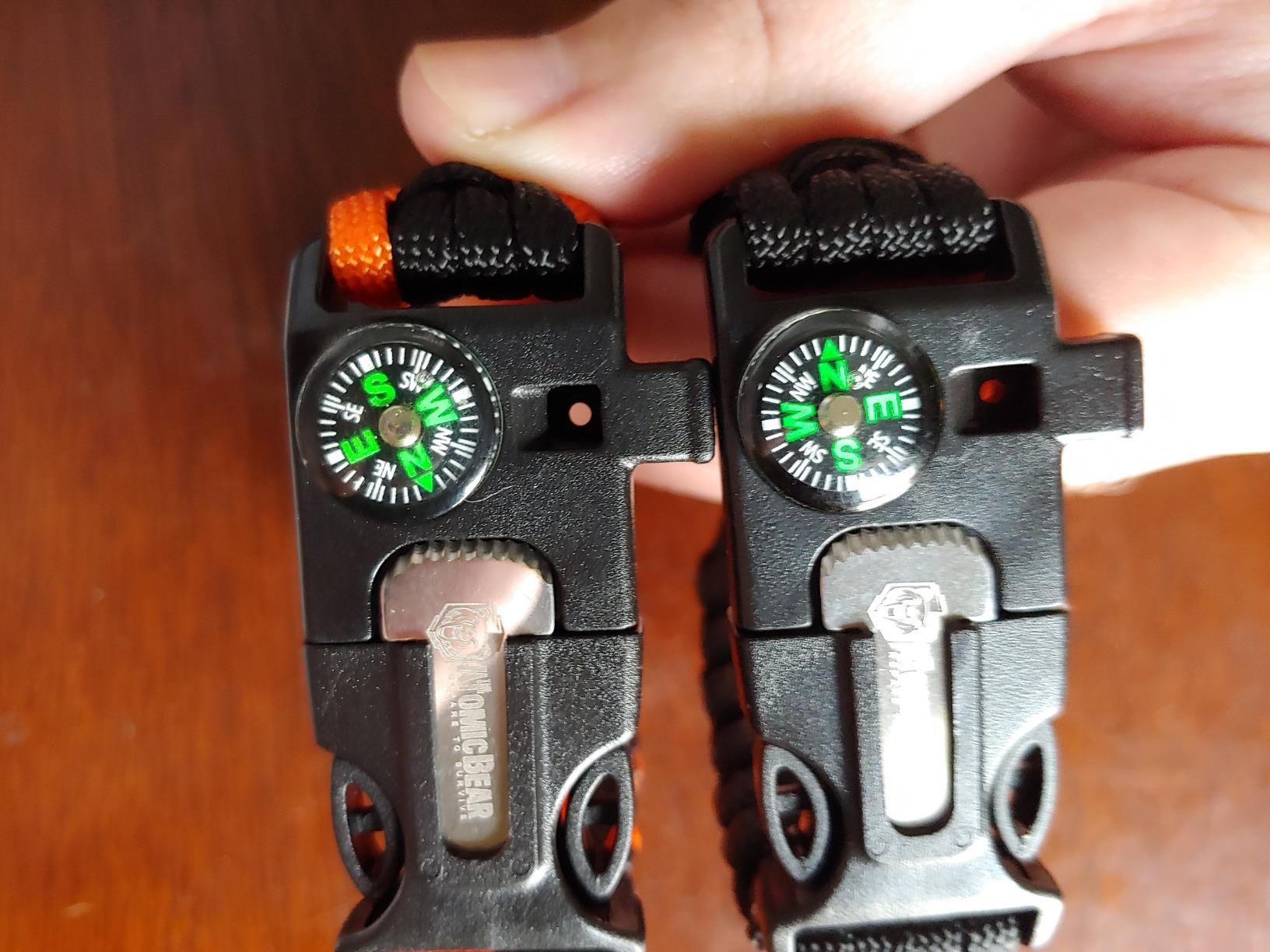 Atomic Bear Paracord Bracelet (2 Pack) - Adjustable - Fire Starter - Loud Whistle - Perfect for Hiking, Camping, Fishing and Hunting - Black & Black+Orange customer photo 2