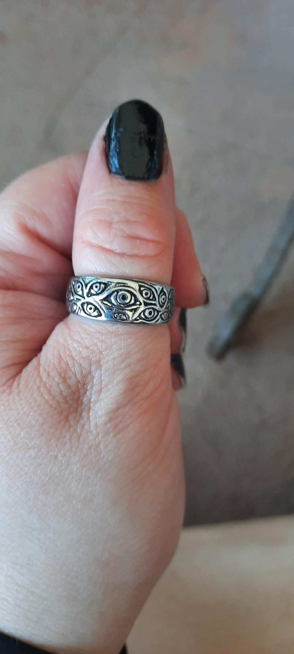 Men's Vintage Engraved Eye of God Ring Black Gold Silver Tone | Stainless Steel customer photo 1