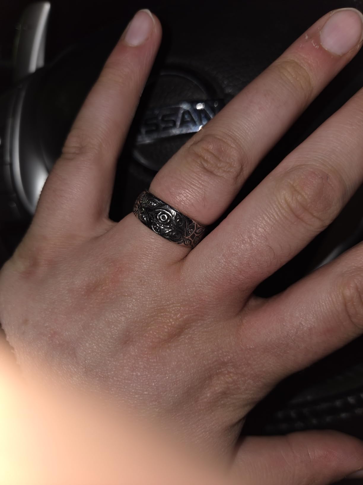 Men's Vintage Engraved Eye of God Ring Black Gold Silver Tone | Stainless Steel customer photo 2