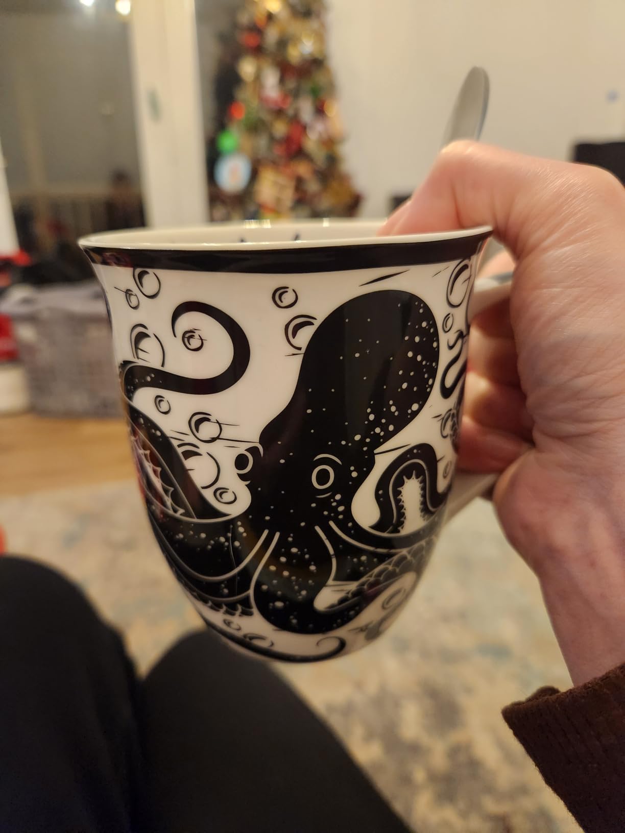 Karma Gifts 14 oz Black and White Boho Mug Horse - Cute Coffee and Tea Mug - Ceramic Coffee Mugs for Women and Men customer photo 1