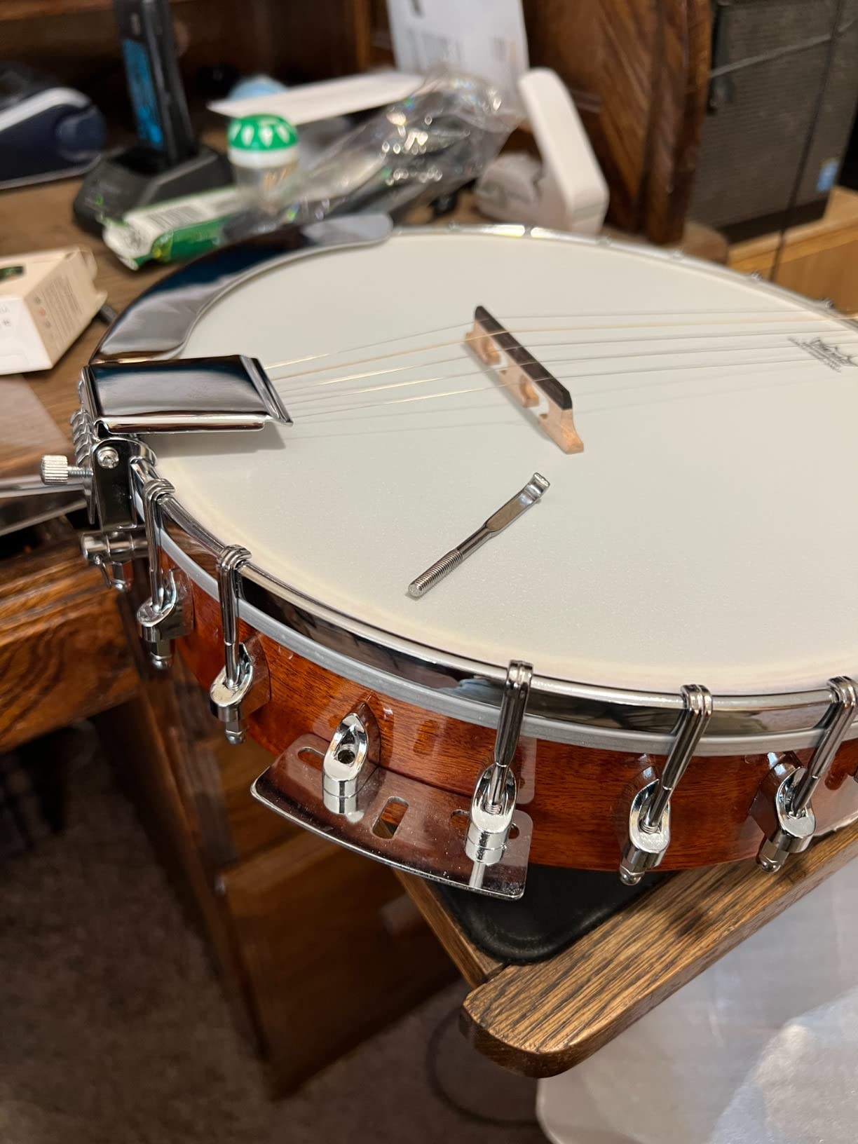 ADM Banjo 5 String Full Size Banjoes Set, 38 Inch Beginner Banjo Kit with Resonator, Remo Drum Head, Open or Closed Back, Gift Package Free Lessons Starter Accessories for Adults Teenager, Brown customer photo 1
