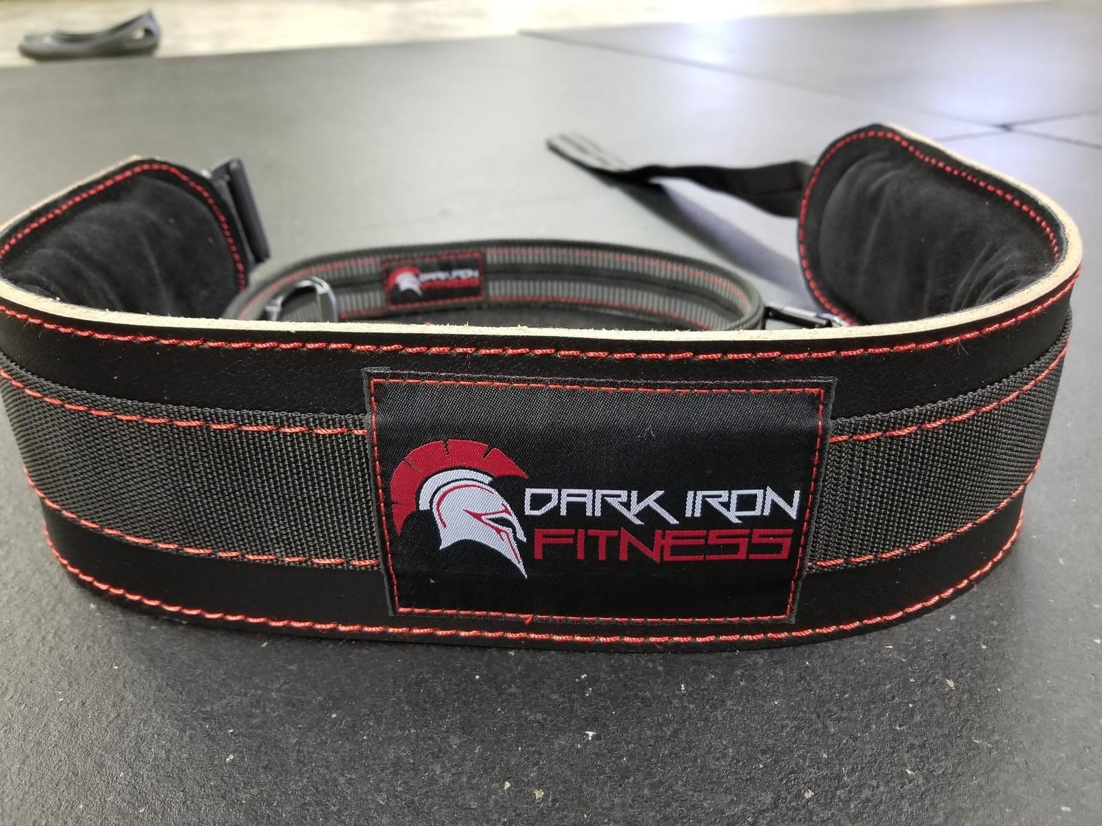 Dark Iron Fitness Dip Belt – Padded Leather Weight Lifting Belts w/ 40 Inch Strap for Squats & Pull Ups - Men & Women Weightlifting up to 270lbs customer photo 2