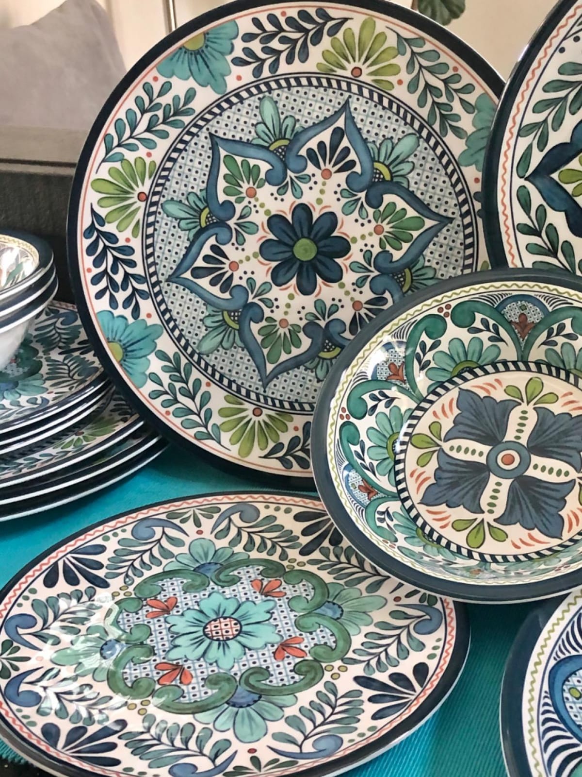 Talavera Melamine 12-Piece Dinnerware Set – Multicolored Plates and Bowls for 4, Spanish Tile-Inspired, Durable, Lightweight, Shatterproof, Dishwasher Safe, Indoor Outdoor Tableware customer photo 2