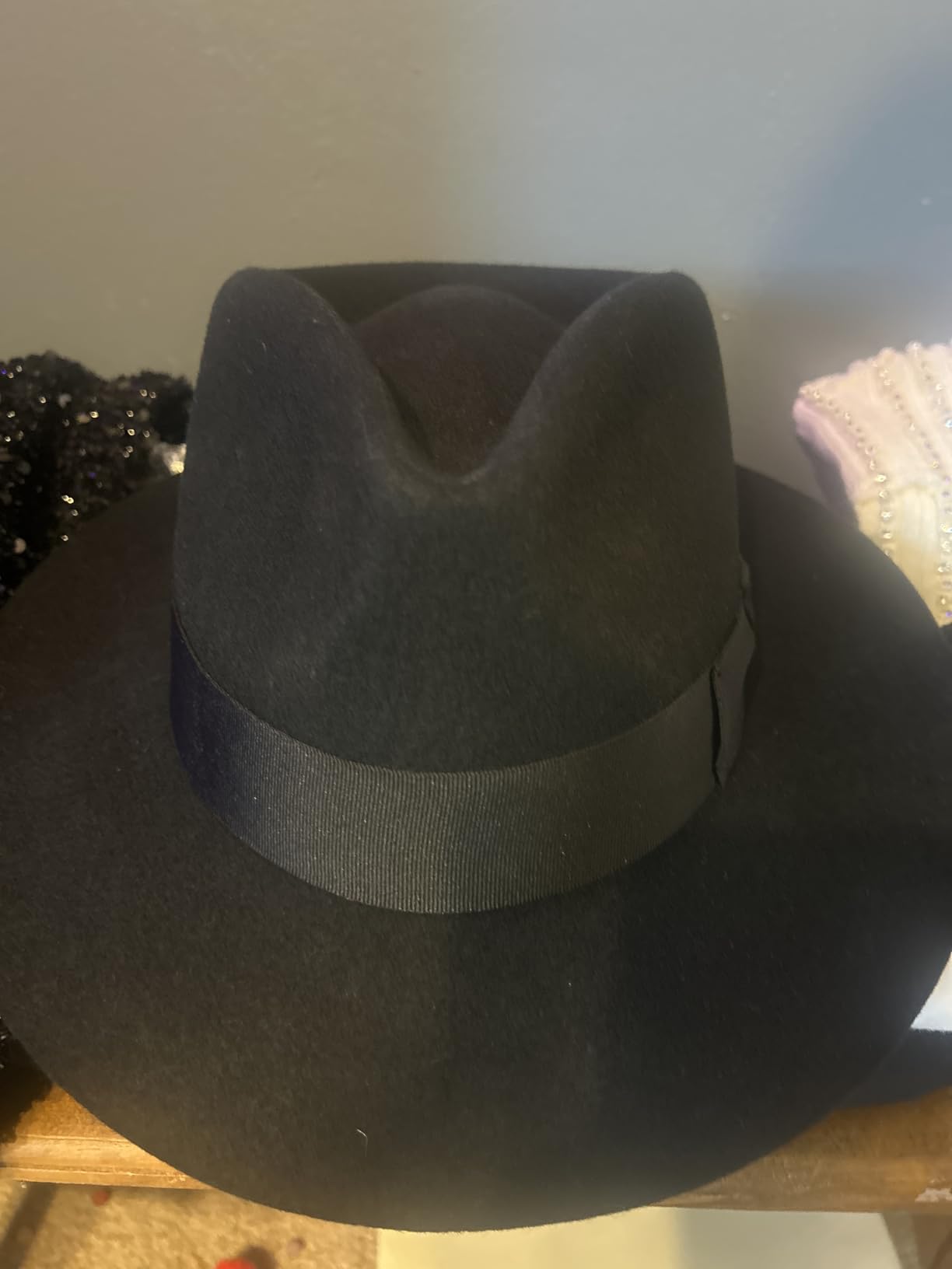 Classic Black Men's Wool Felt Godfather Gangster Mobster Gentleman Fedora Hat customer photo 2