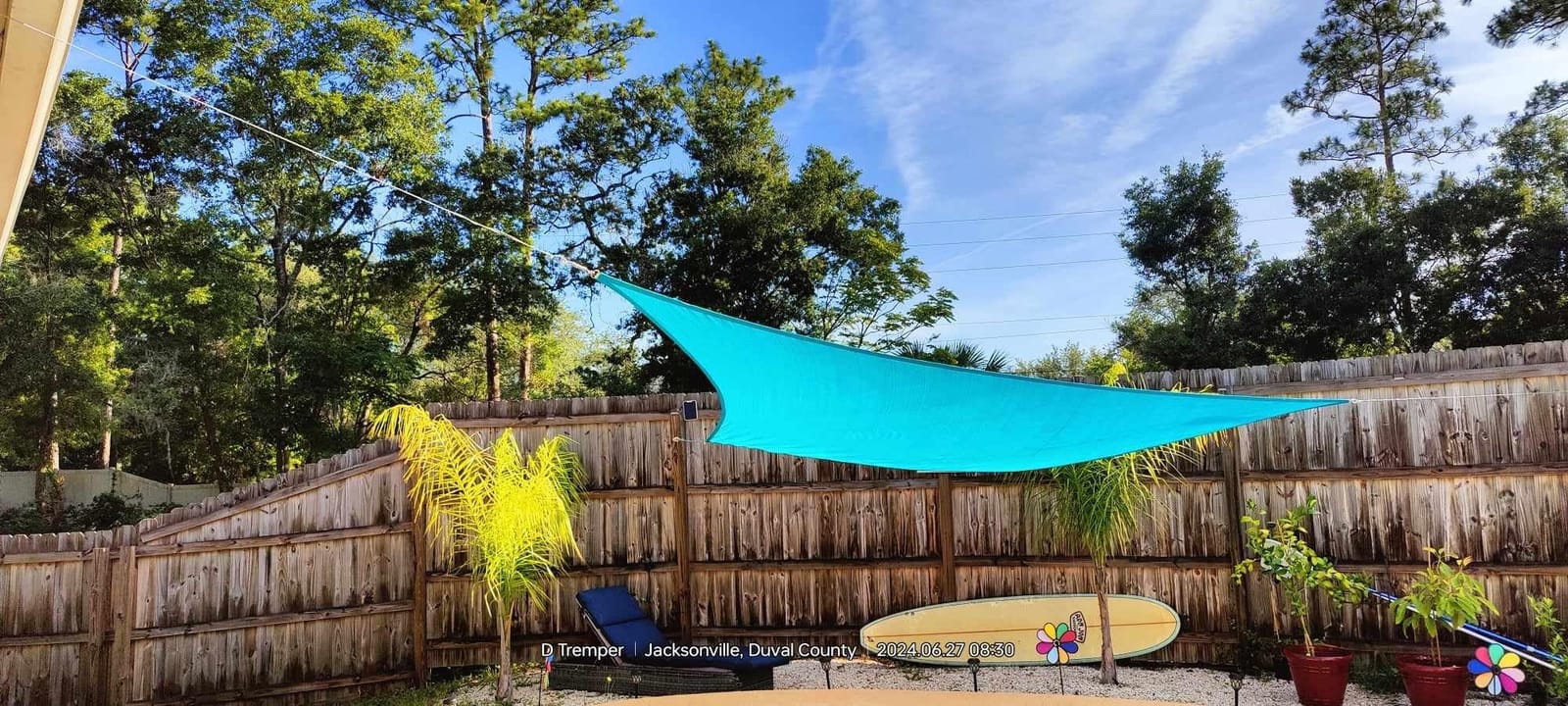 Patio Paradise 16' x 16' x 16' Sun Shade Sail Triangle Canopy Shade Cloth Fabric Sunlight Block Patio Pergola Cover HDPE Deck Awning for Outdoor Backyard Roof Shading, Turquoise customer photo 1