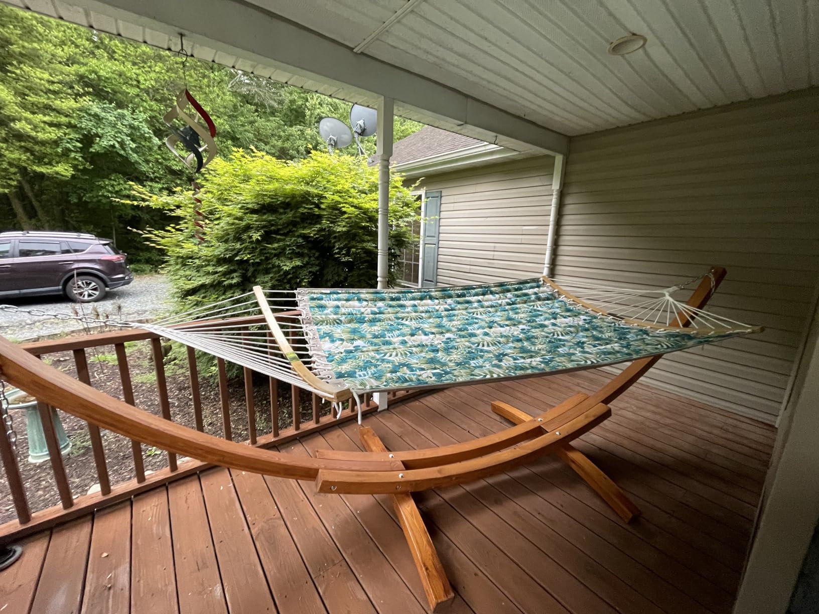 14 Ft. Wooden Arc Hammock Stand. 450 LB Capacity. Teak Stain Finish customer photo 1