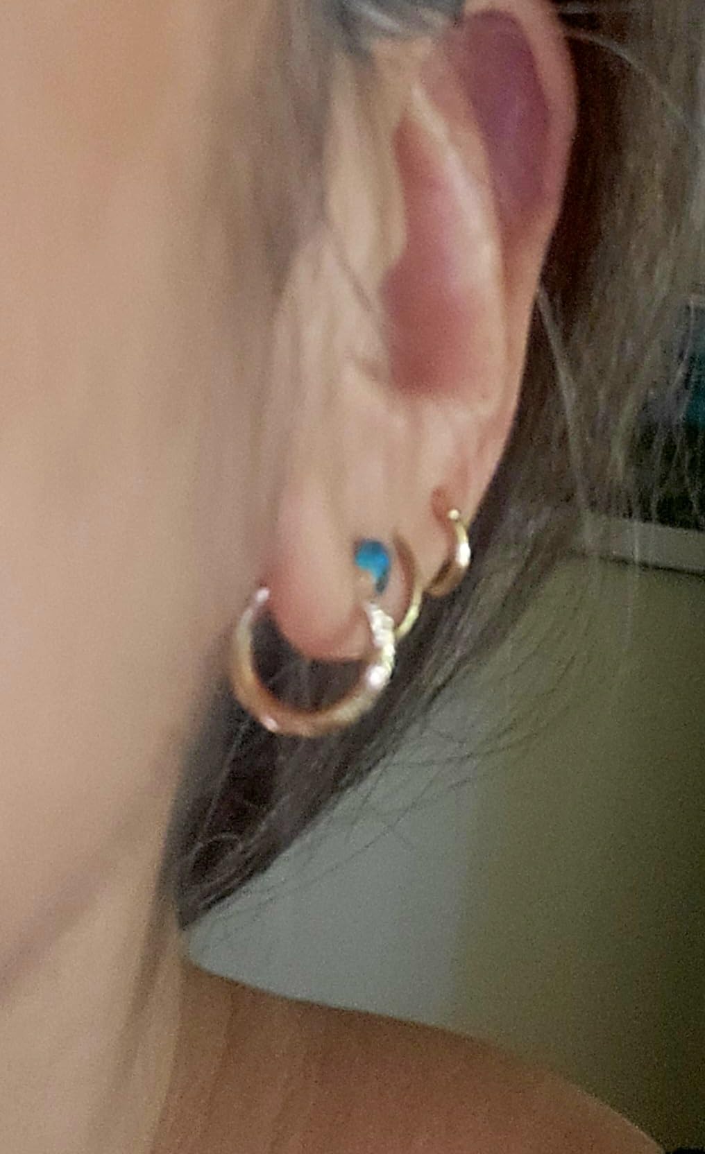 14k Gold Hand Engraved Diamond-cut Round Hoop Earrings, (0.5 inch Diameter) customer photo 2