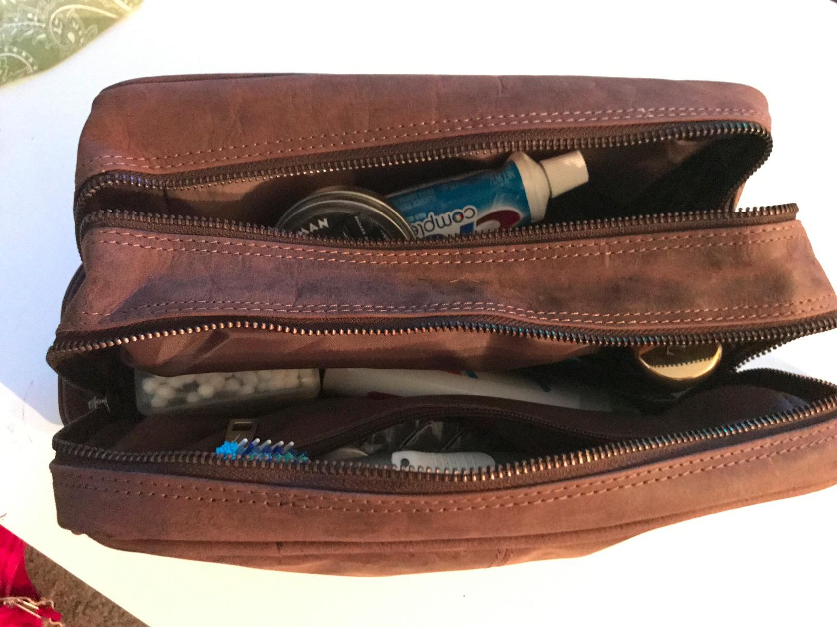 Leather Travel Toiletry Bag for Men, Full Grain Cosmetic Dopp Kit Organizer customer photo 1