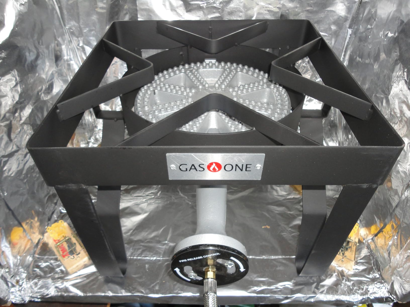 GasOne 200K BTU Propane Burner – Heavy-Duty Propane Stove – Outdoor Burner with Adjustable 0-20Psi Regulator and Steel Braided Hose – Ideal for Home Brewing, Turkey Fry customer photo 2