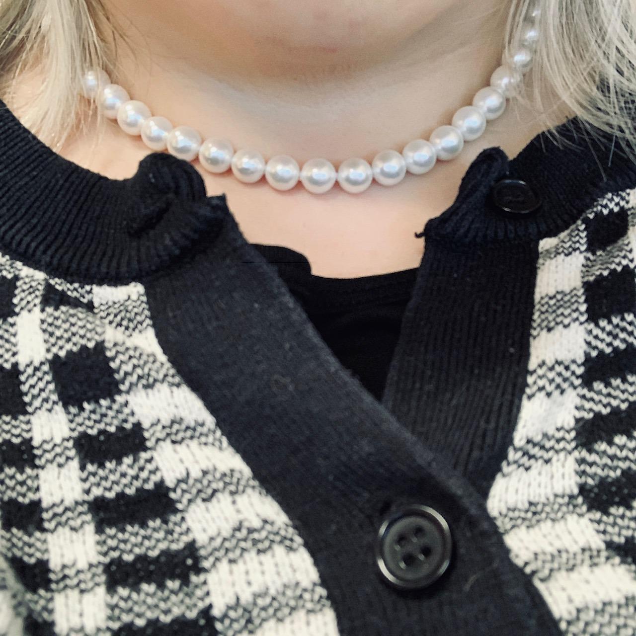 PAVOI 925 Sterling Silver Round Simulated Shell Pearl Necklace Strand | Pearl Choker Necklace | Jewelry for Women customer photo 2