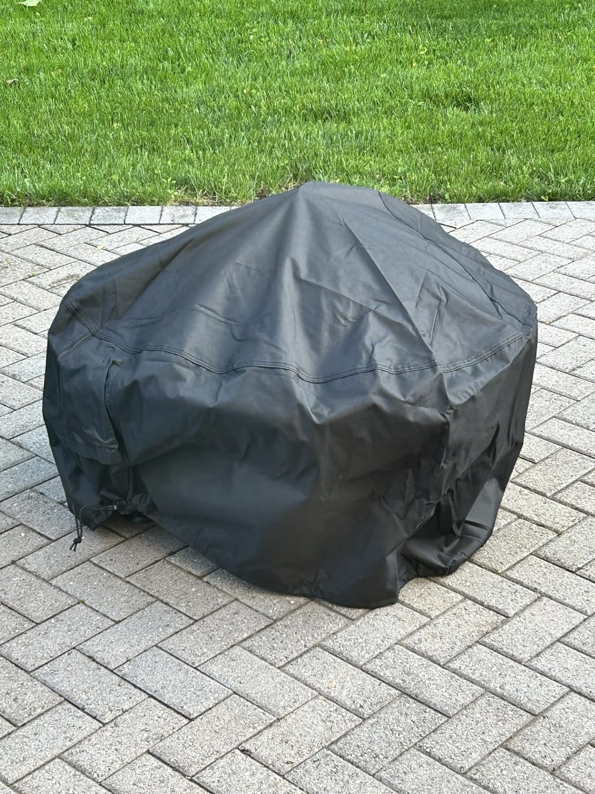 Porch Shield 600D Round Patio Fire Pit Table Cover 36 inch, Beige customer photo 1