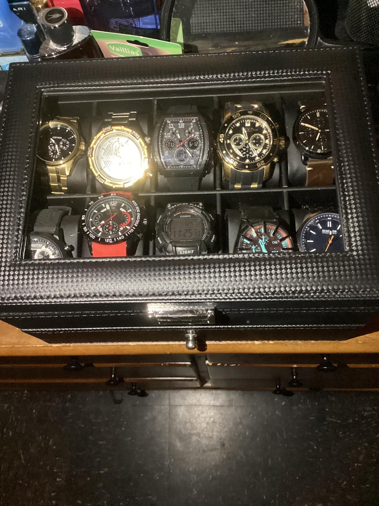 BEWISHOME Watch Case, 20-Slot Watch Box Organizer with Large Glass Lid customer photo 1