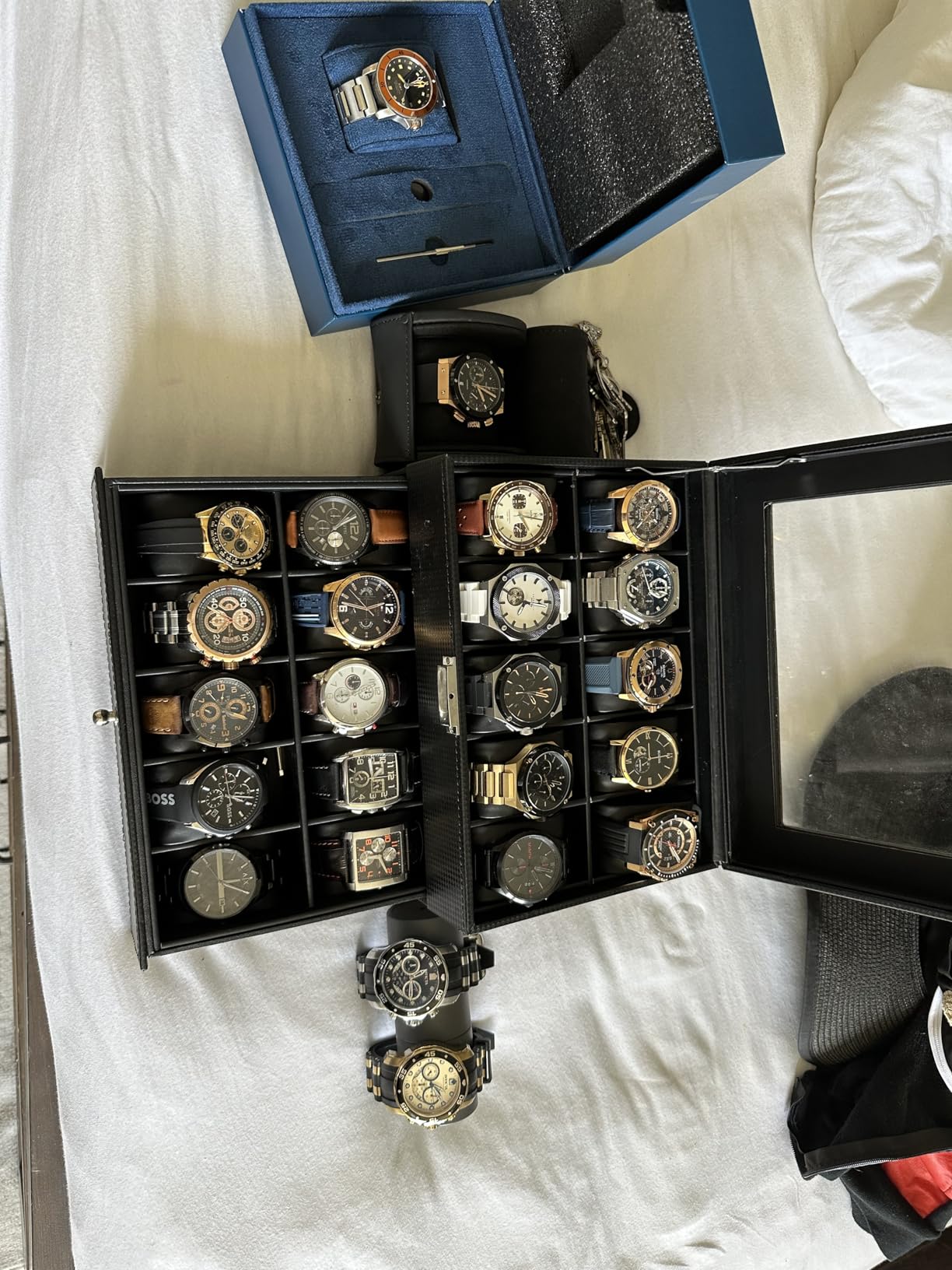 BEWISHOME Watch Case, 20-Slot Watch Box Organizer with Large Glass Lid customer photo 2