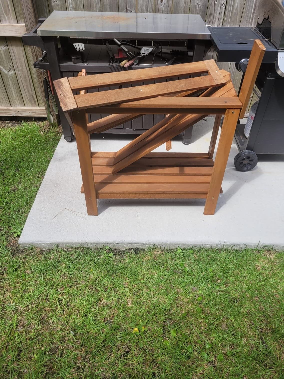 Furinno Tioman Outdoor Potting Bench with Storage Shelf, Natural customer photo 1