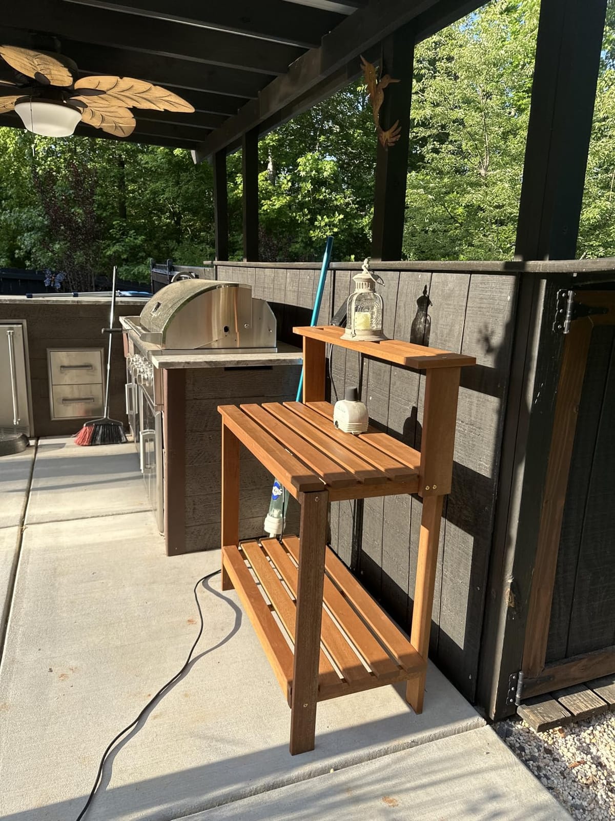 Furinno Tioman Outdoor Potting Bench with Storage Shelf, Natural customer photo 2