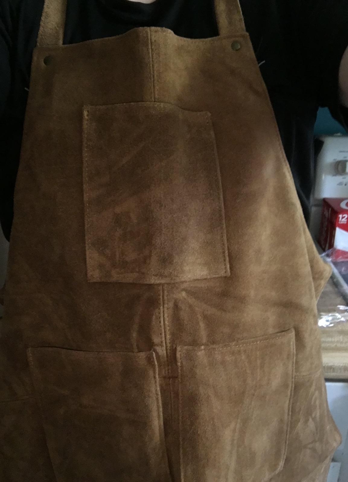 Leather Grill Work Apron with Tool Pockets - Adjustable up to XXL for Men customer photo 1