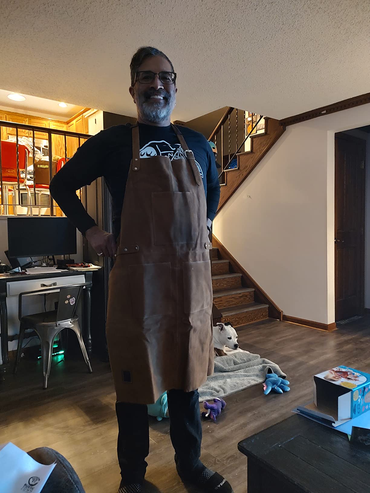 Leather Grill Work Apron with Tool Pockets - Adjustable up to XXL for Men customer photo 2