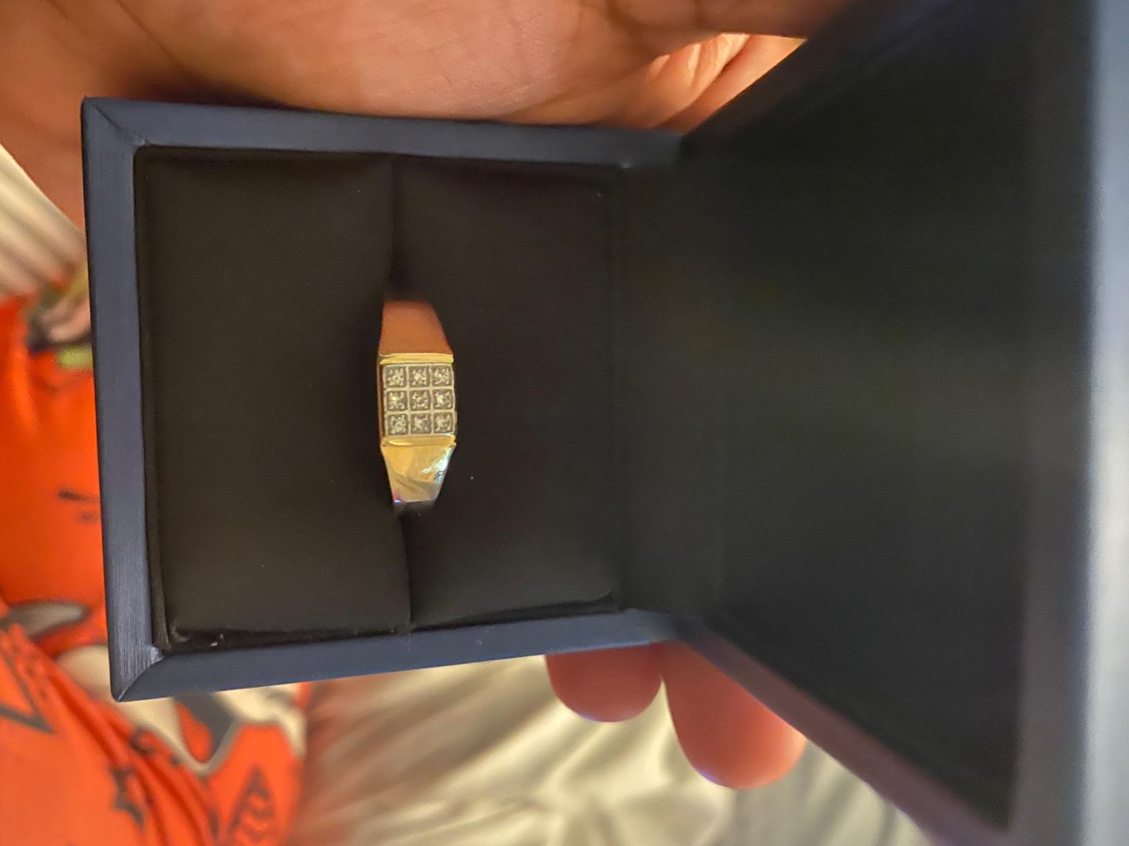 Gem Stone King Solid 10K Yellow Gold Natural White Diamond Wedding Anniversary Ring For Men | Available In Size 7, 8, 9, 10, 11, 12, 13 customer photo 1