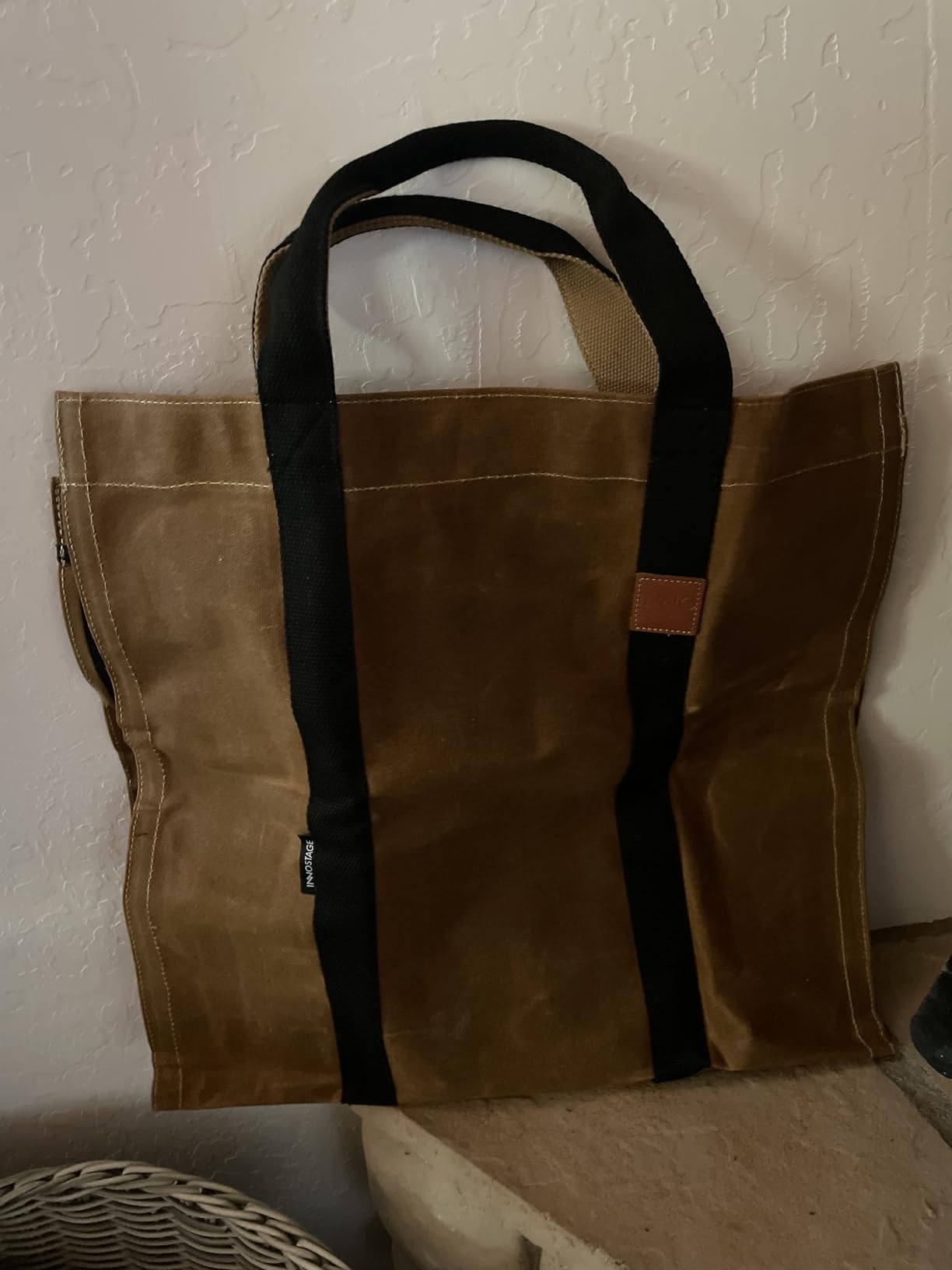 INNO STAGE Waxed Canvas Firewood Carrier Bag, Log Carrier Tote, Green customer photo 2