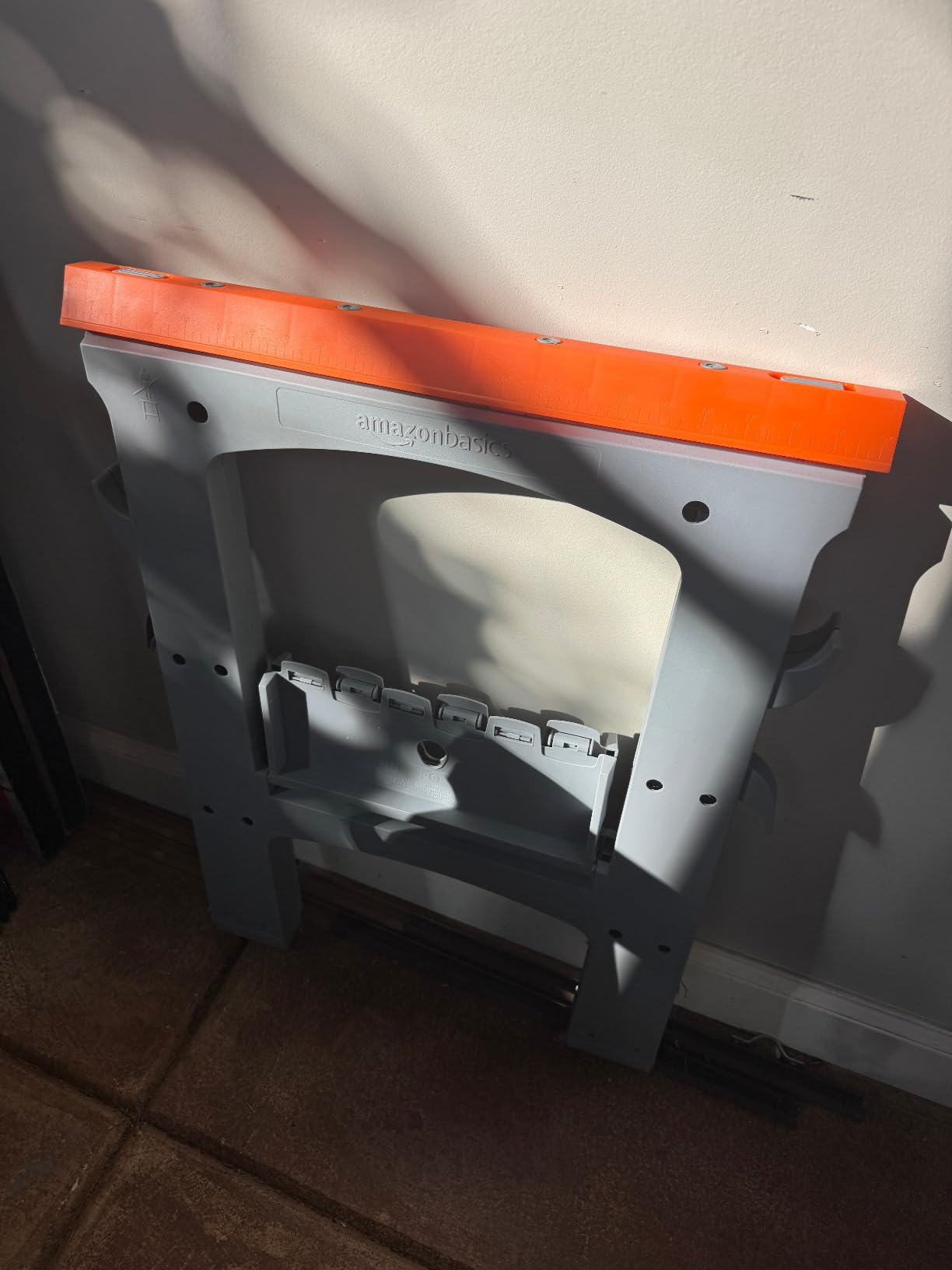 Amazon Basics Rectangular Folding Sawhorse, Collapsible, Folds Flat, 900 Pound Capacity, Set of 2, Orange and Grey customer photo 1
