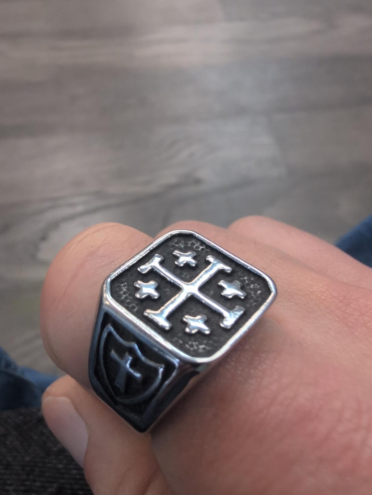 Jerusalem Cross Ring for Men, Templar Crusader Stainless Steel Signet 7-15 customer photo 2